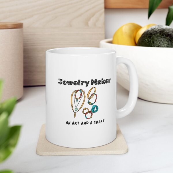 Jewelry Maker An Art and a Craft Ceramic Mug,  Silver, Beads, Leather - Image 3